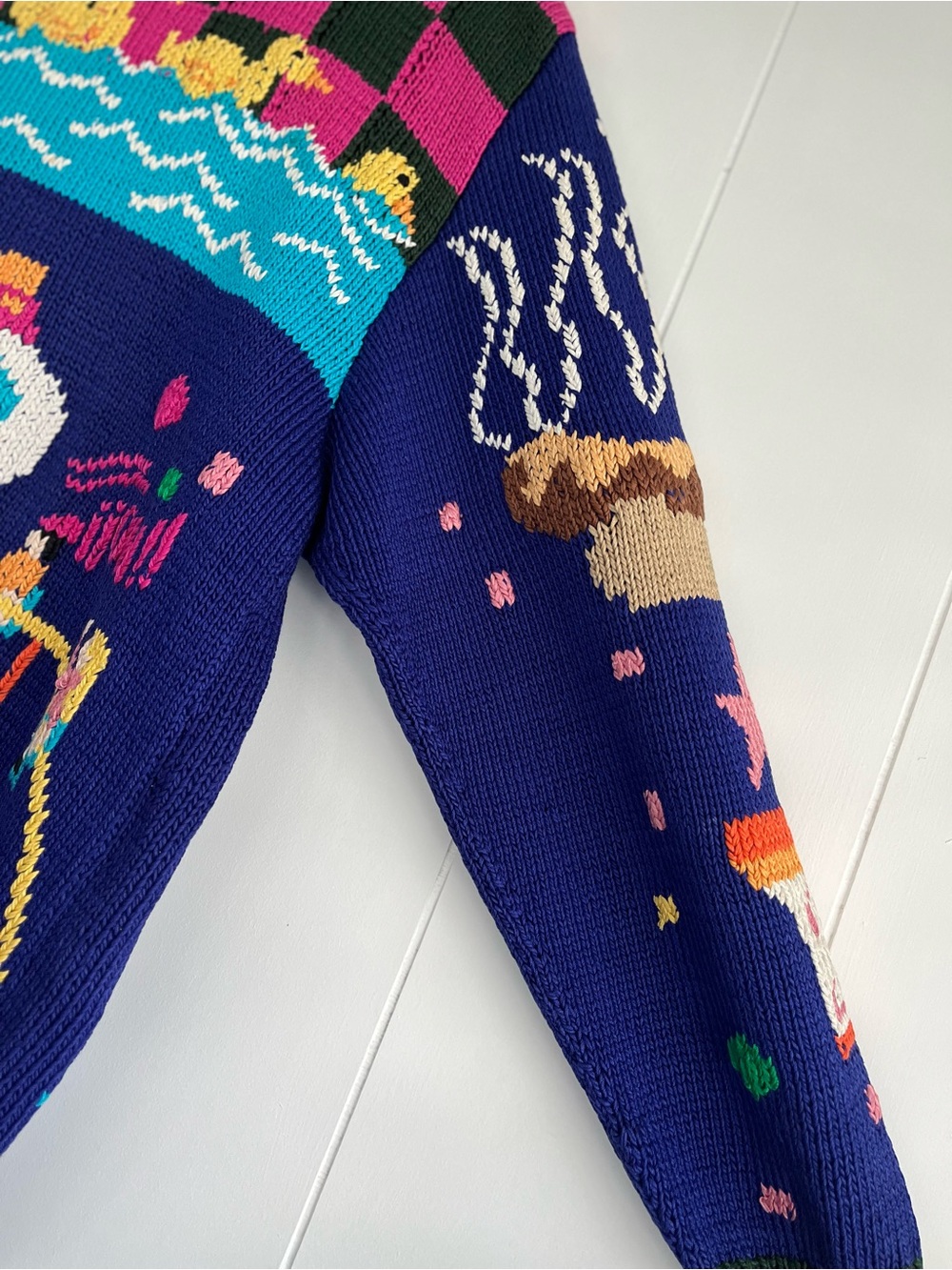 Vintage 1989 Berek Sweater Hand Knitted Carnival Circus Size Medium - Picture 7 of 16